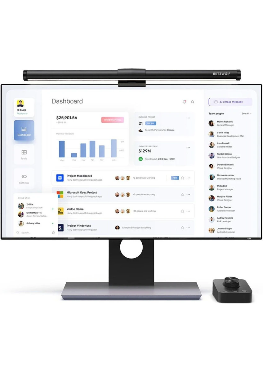 Bw-Cml5 Monitör Işık Çubuğu Dokunmatik / Kablosuz Kumanda Kontrol Monitor Light Bar Göz Koruma